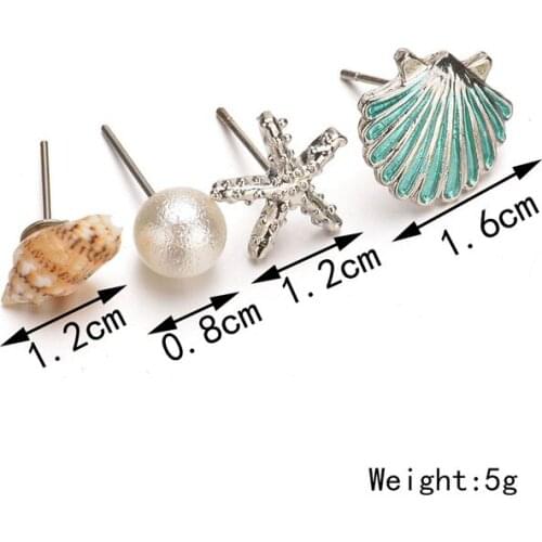 Stylish and simple Earring combination The ocean Strange fate Shell Starfish earring
