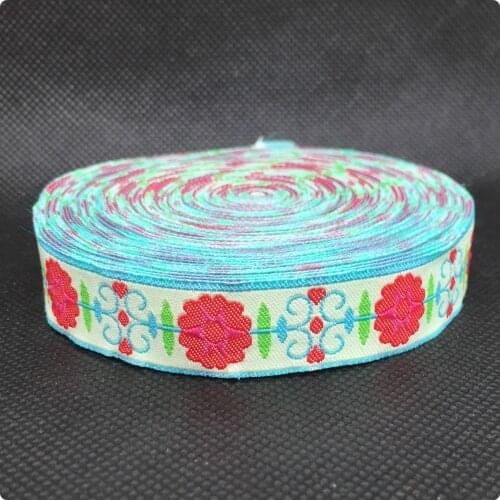 5/8" 16MM width 10yars/lot Woven Jacquard Ribbon cartoon ribbon with vintage flower ZERZEEMOOY