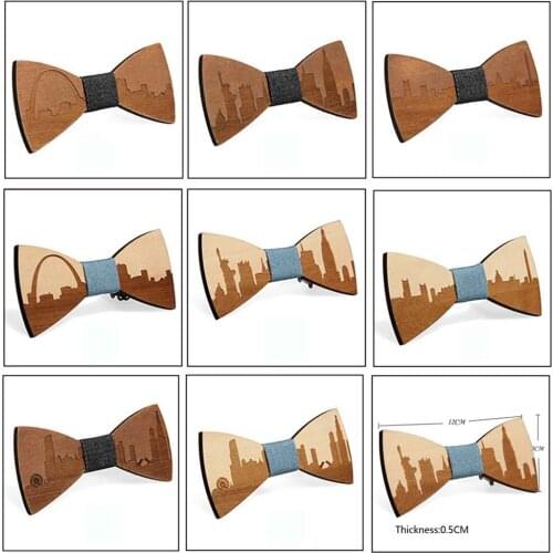 Vintage Men Wooden Bow Tie Hollow Out Carved Retro Wooden Neck Solid Color Bow Tie High Quality Ties For Men Butterfly Tie Hot