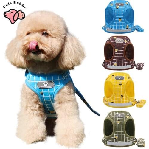Breathable Pet Dog Harness Vest Reflective Adjustable Dog Harness And Leash Set Puppy Cat Walking Harness For Small Medium Dog