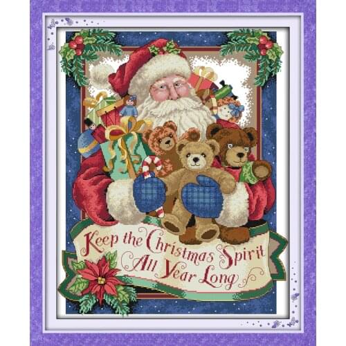 Everlasting Love Happy Christmas TWO Ecological Cotton Cross Stitch 11CT And 11 14CT Printed DIY Gift New Store Sales Promotion