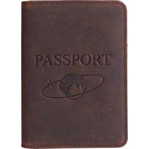 CAI Crazy Horse Passport Protect Leather Cowhide Retro Card Holder Men Women PU Luxury Bag Male Office Bags Wallet Clip Softina