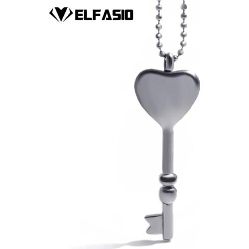Womens Necklace Cremation Keepsake Large Heart Key Memorial Urn Stainless Steel Pendant Chain Jewelry UP048