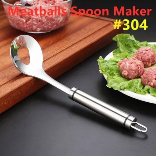 1PC Professional Stainless Steel Non-stick Meatballs Spoon Maker Squeezing Ball Mold Spoon Kitchen Cooking Kitchen Meat Tools