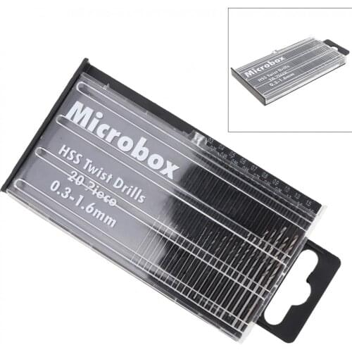 20pcs/lot 0.3mm-1.6mm Mini High Speed Steel HSS Micro Twist Drill Bit Set with Case for Model Craft Hobby Jewelly Repair