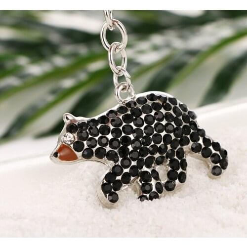 2017 NoEnName_Null new popular fashion cute black rhinestone big black bear keychain wallet & bag buckle holiday birthday gift