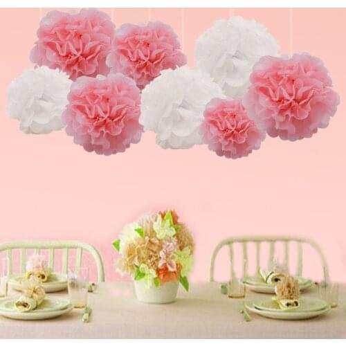 5 piece 10/15/20cm Pompon Tissue Paper Pom Poms Flower Balls for Wedding Party Car Decoration diy Craft Paper Flower Balls 75z