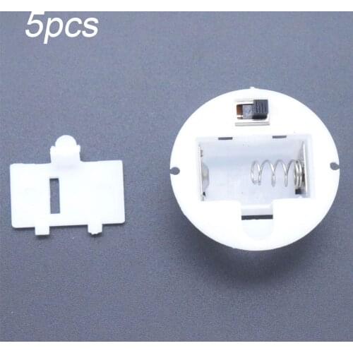 5Pcs Battery Storage Box Case with Switch Button For AG13 / LR44 Batteries Round Base Battery Box Compartment Craft Base