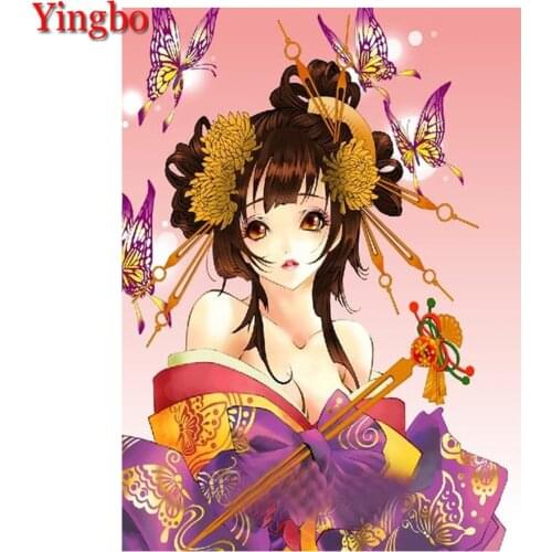 5d diy diamond painting japanese anime kimono girl cross stitch square round mosaic picture of rhinestones diamond embroidery