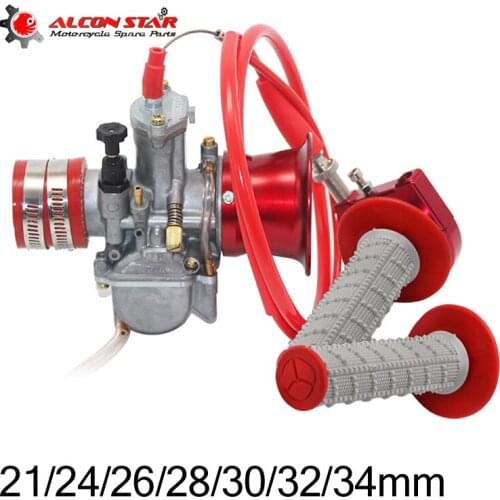 Alconstar-21 24 26 28 30 32 34mm Motorcycle PWK Carburetor with Hand Grips Air Intake Cup 2T/4T Engine ATV UTV Off Road Pit Bike