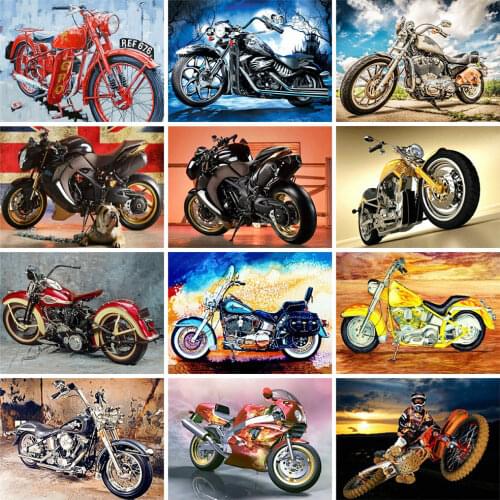 HUACAN DIY Diamond Painting 5d Motorcycle Home Decor Full Square Diamond Embroidery Landscape Handmade Gift