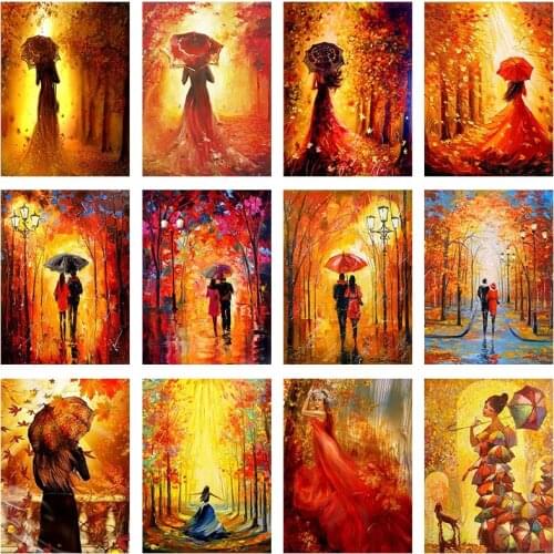 DIY Diamond Painting Cross Stitch Umbrella Lover Scenery Full Square Round Picture of Rhinestone Mosaic Embroidery Decor Gift
