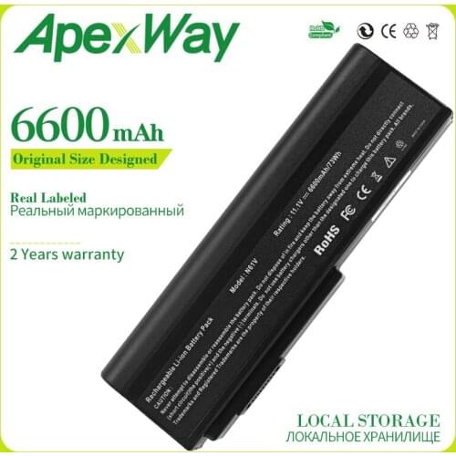 Apexway 6600mAh Laptop battery for Asus A32-M50 G50 G51 N43 N53 N61 X55 X57 X64 A32-N61 A32-X64 A33-M50 L062066 L072051 L0790C6