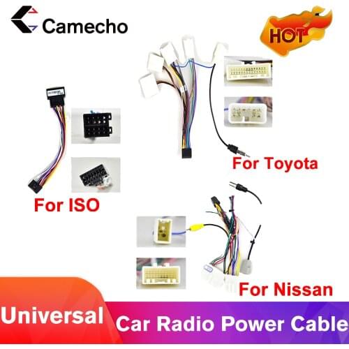 Camecho 2din Android Car Radio ISO Power Cable Car Multimedia MP5 Player Adapter Connector Plug For VW Toyota Nissan Kia Golf