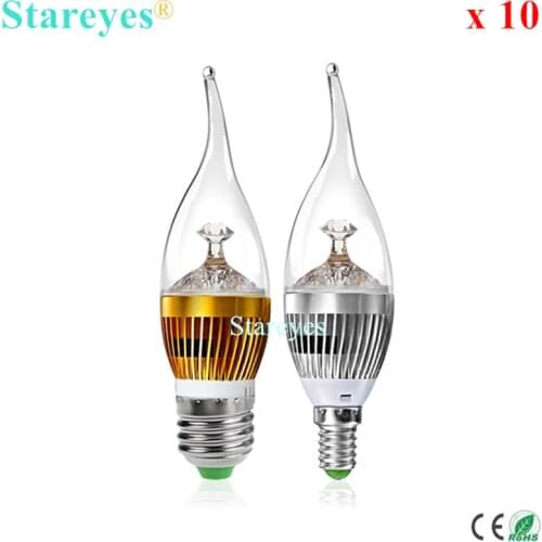 Free shipping 10 pcs Dimmable 3W 4W 5W E14 E27 LED flame Candle Light Droplight Bulb Ceiling chandelier led spotlight lamp