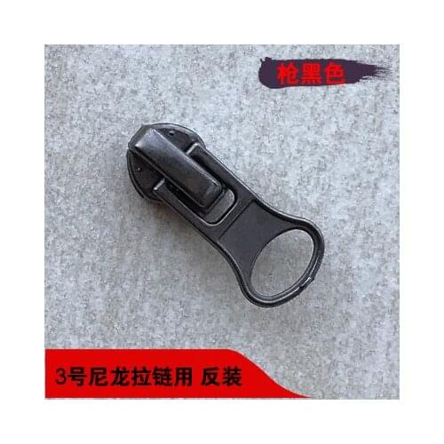 Free shipping 50pcs/lot 3# gun black Nylon zipper slider quilt cover pocket tent case bag reverse zipper slider with auto lock