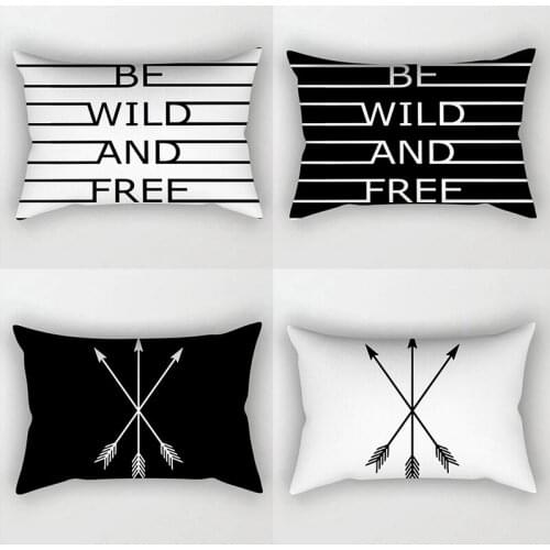 Black White Geometric Cushion Cover Throw Pillows Home Polyester Print Pillowcase Pillow 30x50cm Decorative Car Sofa Waist Case