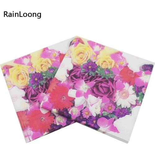 [RainLoong] Floral Paper Napkin Flower Event & Party Supplies Tissue Napkin Supply Decoration Paper 33*33cm 1 pack