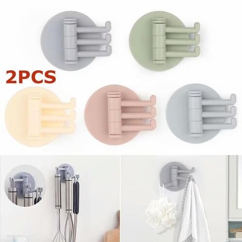 Kitchen Wall Hooks Decoration Wall Hooks Sticky Bathroom Hooks Clips Rotating Hooks For Keys Plastic Bath Strong Hook For Towel