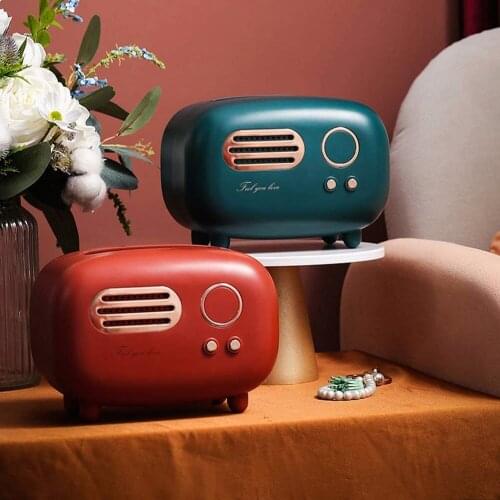 Vintage Tissue Holder Radio Shape with Wide Mouth Napkin Tissue Paper Box Holder Creative Napkin Design Anti-slip Room Storage