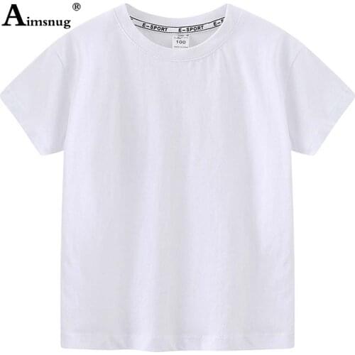 Children Short Sleeve T-shirt Kids Unisex Tees Shirt Boys Girls Casual Pullovers 2021 Summer Leisure Cotton Tops White Black
