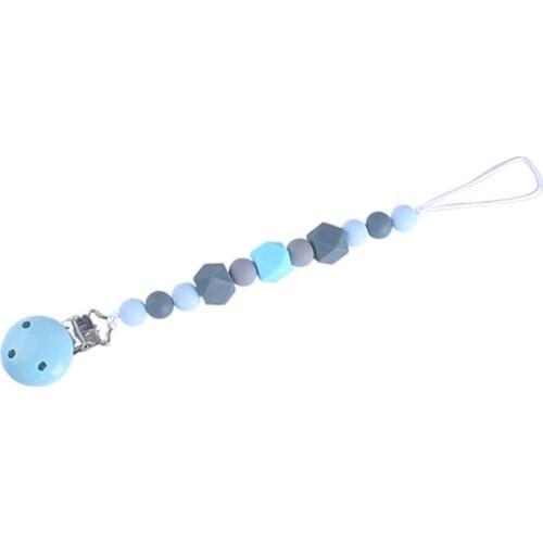 Wood Pacifier Clip Baby Silicone Teething Beads Paci Holder Soothie Clips Teether Toy Chewbeads Baby Birthday Shower Gift