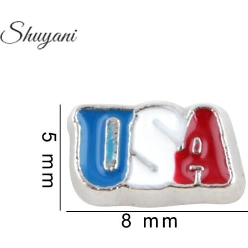 F376 Zinc Alloy Floating Locket Charms USA For Glass Living Memory Locket 5*8mm