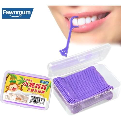 Fawnmum40 PcsChildrens single stand-alone dental floss stickTeeth Care Plastic Toothpicks Cleaning Interdental Spaces hygiene