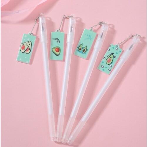 40 pcs/lot Fashion Avocado Pendant Gel Pen Cute 0.5 mm black Ink signature Pen Promotional Gift Stationery School Supplies