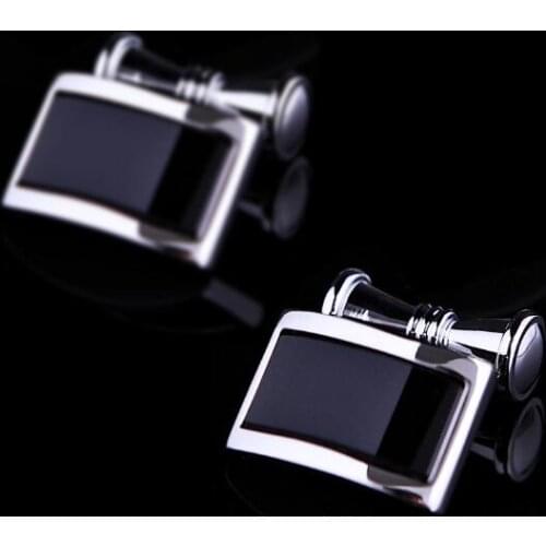 Fashion Classic Black Onyx Chain Cufflinks Cuff Links Shirt Cuff Buttons Wedding Business Suit Accessory Gift 10pairs/lot