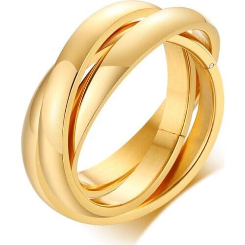 Classic 3 Rounds Ring Women Men 316L Stainless Steel Wedding Engagement Female Finger Jewelry