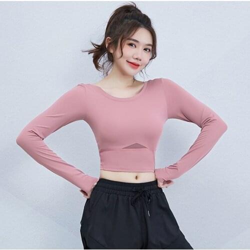 Yoga Crop Top Yoga Womens Autumn Winter Sports Top Short Training T-shirt Elastic Tights Top Deportivo Mujer Camisetas