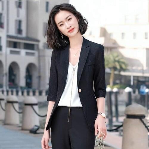 Lace Office Ladies Blazers Casual Formal Work Suit Fashion WomenS Clothes Spring Summer Autumn Cardigan Jacket Coat 2021