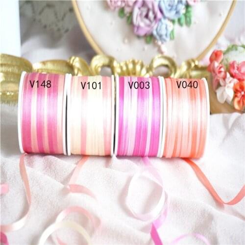 4mm width variegated 100% pure silk embroidery ribbon thin taffeta high quality silk edge ribbon Anya Ribbon Handcraft