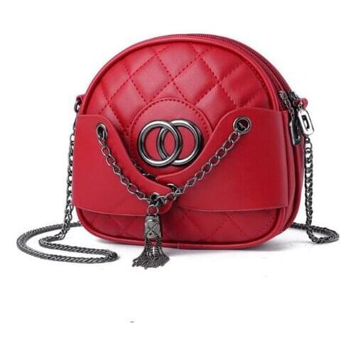 High Quality Small Womens PU Leather Shoulder Bag ladys Chain Crossbody Purses and Tote Luxury Evening Round Handbags Bags