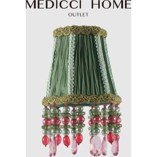 Medicci Home Decorative Handmade Lamp Shade Ethnic Bohemia Style Emerald Green Living Room Bedroom Cloth Lampshades With Tassels