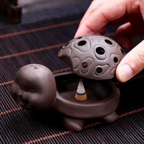 Mini Incense Burner Ceramic Turtle Tower Shape Incense Cones Holder Censere for Home Office Teahouse Creative Bouddha Decoration