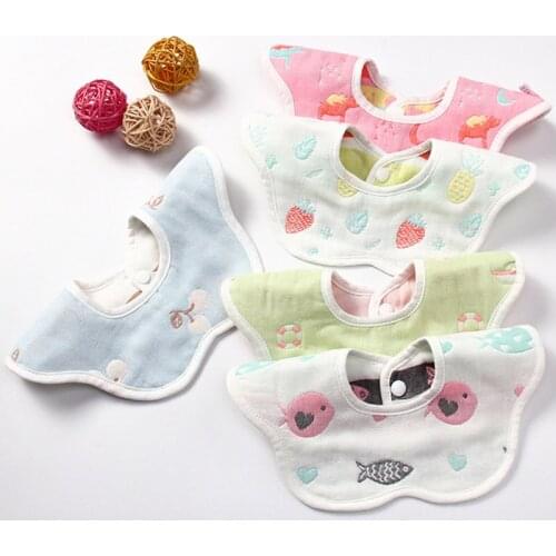 Cartoon Baby Bibs Infant Baby Bandana Baby Burp Cloths Saliva Towel Baby Rotating Bibs Newborn Boys Girls Eating Accessory Stuff