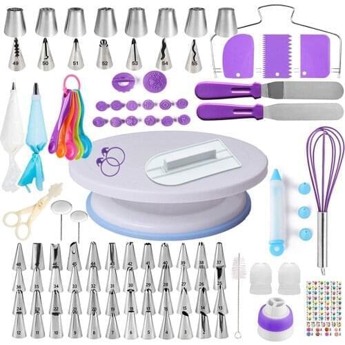 137PCS/Set Cake Decorating Tools Kit Turntable Pastry Nozzles For Cream Confectionery Bags Icing Piping Nozzles Tips Baking Tool