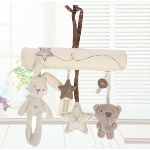 New Cute Cradle Toy Hanging Rattle Baby Plush Toy Rabbit Musical Mobile Decor Toy Stroller Car Seat Rattles
