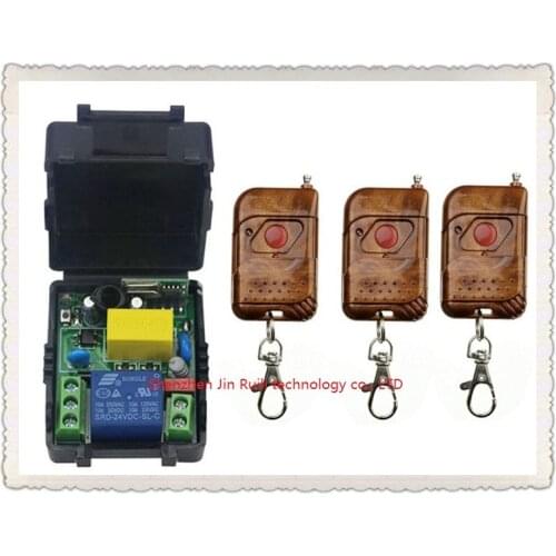 NEW AC220V 1CH 10A 1PCS Receiver + 3PCS Transmitter RF Wireless Remote Switch teleswitch Momenrary Toggle Latched Adjustable
