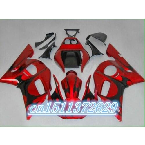 Dor-red black fairings YZF R6 600 98 99 00 01 02 fairing kit YZF R6 1998-2002 1998 1999 2000 2001 2002 D