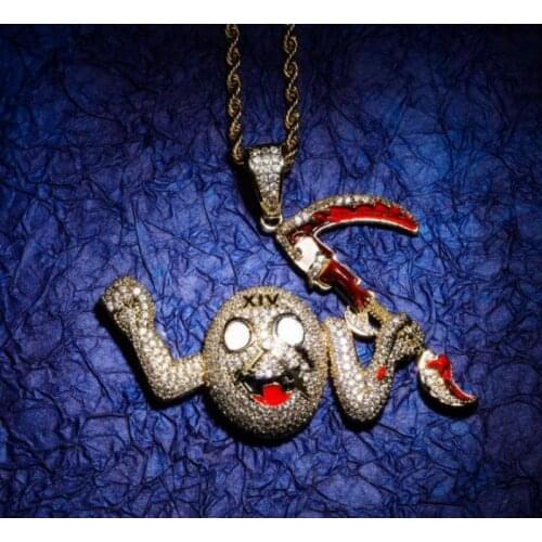 Personality Creative Death Scythe Monster Hip Hop Pendant Necklaces for Men Trendy Jewelry Gift