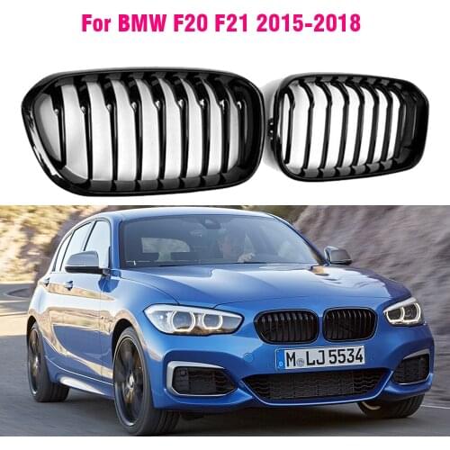 Front Racing Grill for BMW F20 F21 1 Series 2015 2016 2017 Sports Slat Line Kidney Grill Grille Gloss Black
