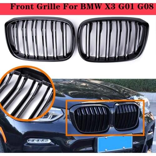 1 Pair For BMW G01 G08 X3 Front Grille Kidney Grill Double Slat Gloss Black / Matte Black Car Styling Auto Accessories