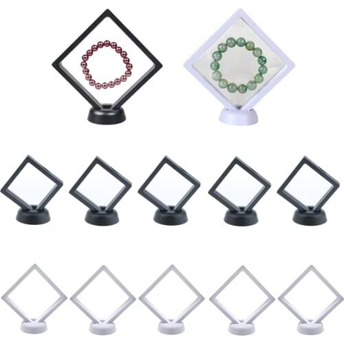 10 Pcs 3D Floating Frame Display Holder Coin Display Stand for Challenge Coins, Jewelry, Antique, Medal, Black&White 7x7cm