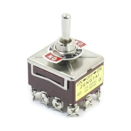 AC 380V 10A ON/OFF/ON 3 Positions 12 Pin Latching Toggle Switch 4PDT LW