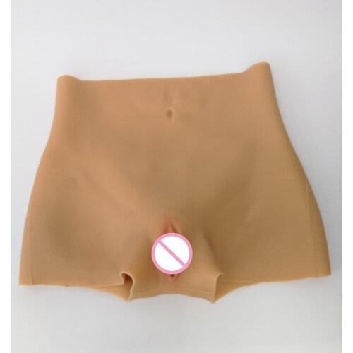 High waist Silicone Vagina Transformation Panties Vagina/Anus Double Channel Penetrable Crossdresser Shemale Fake Butt Panty