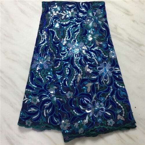 High Quality AfricanTulle Lace With Sequins 2021 Latest Design Sequin Lace Fabric For Party Dress 5Yards