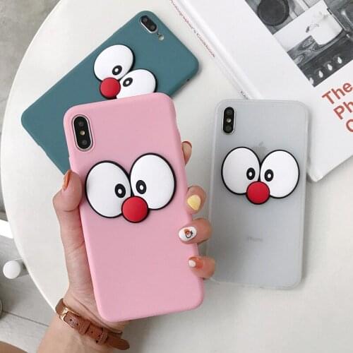 Candy Matte phone case for iphone X XR XS XS Max Cartoon Big eyes Soft TPU cases For iphone 6 6s 7 8 plus back cover